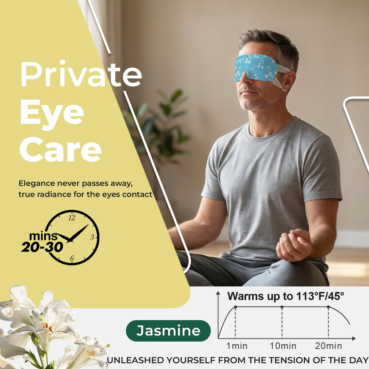 ProCIV Steam Eye Mask in use on a person relaxing