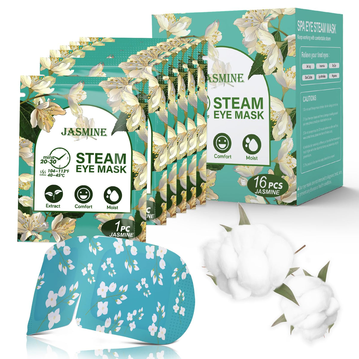 ProCIV Steam Eye Masks 16 Packs front view with jasmine scent