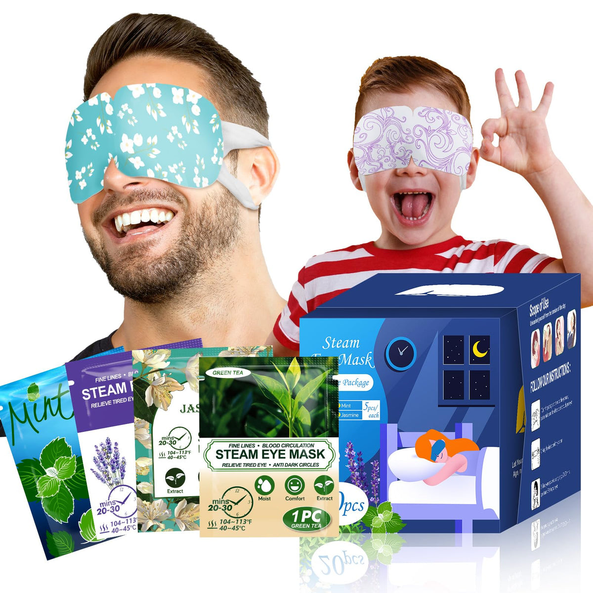 ProCIV Steam Eye Masks 20-Pack Lavender flavour front view