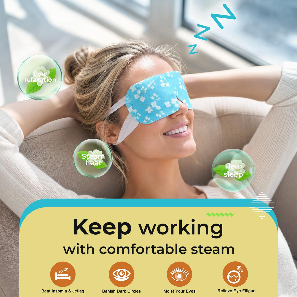 ProCIV Steam Eye Masks packaging with jasmine flower design