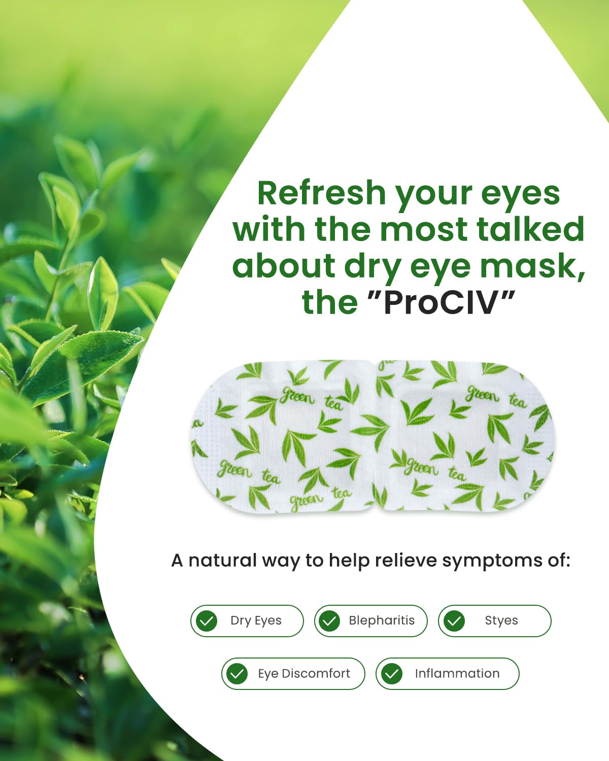 ProCIV Steam Eye Masks showing usage instructions