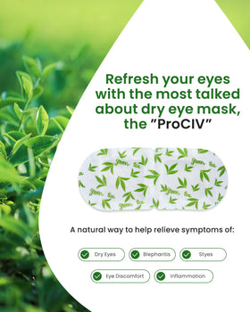 ProCIV Steam Eye Masks showing usage instructions
