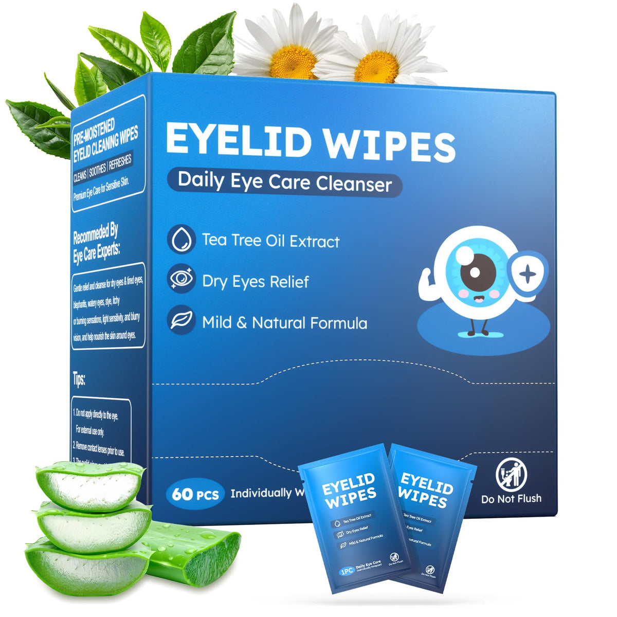 ProCIV Tea Tree Oil Eyelid Wipes packaging front view