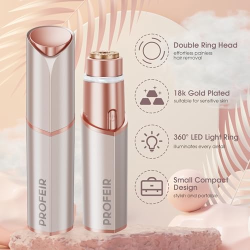 Profeir Facial Hair Removal Device with charging cable and cleaning brush