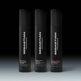 Professional Sebastian Re-Shaper Hairspray 10.6 oz displayed on a vanity