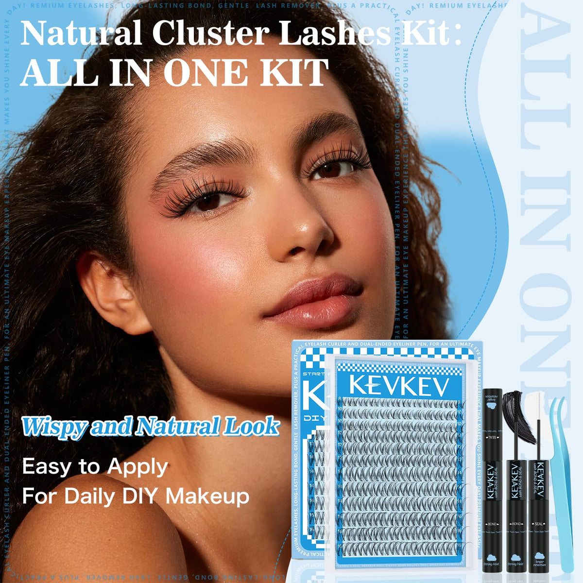 Professional tweezers included in KevKev Wispy Lash Clusters Kit