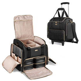 Prokva Rolling Makeup Case front view with wheels
