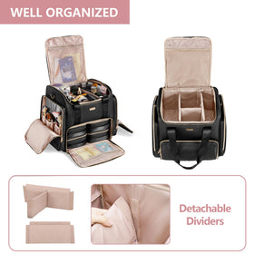 Prokva Rolling Makeup Case open with makeup organized inside