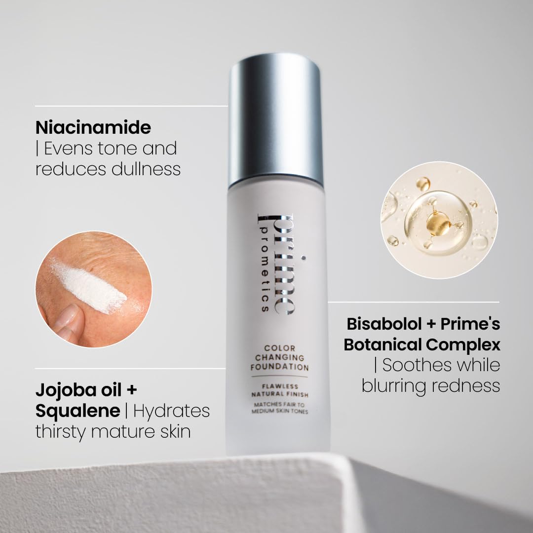 PROMETICS Color Changing Foundation application on mature skin