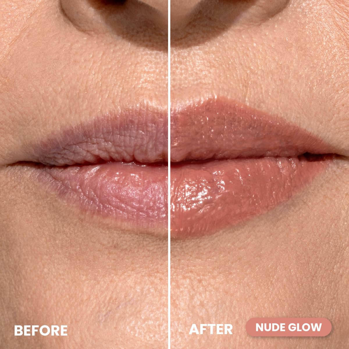 PROMETICS PrimeLip Plumping Lip Balm Nude Glow swatch on lips