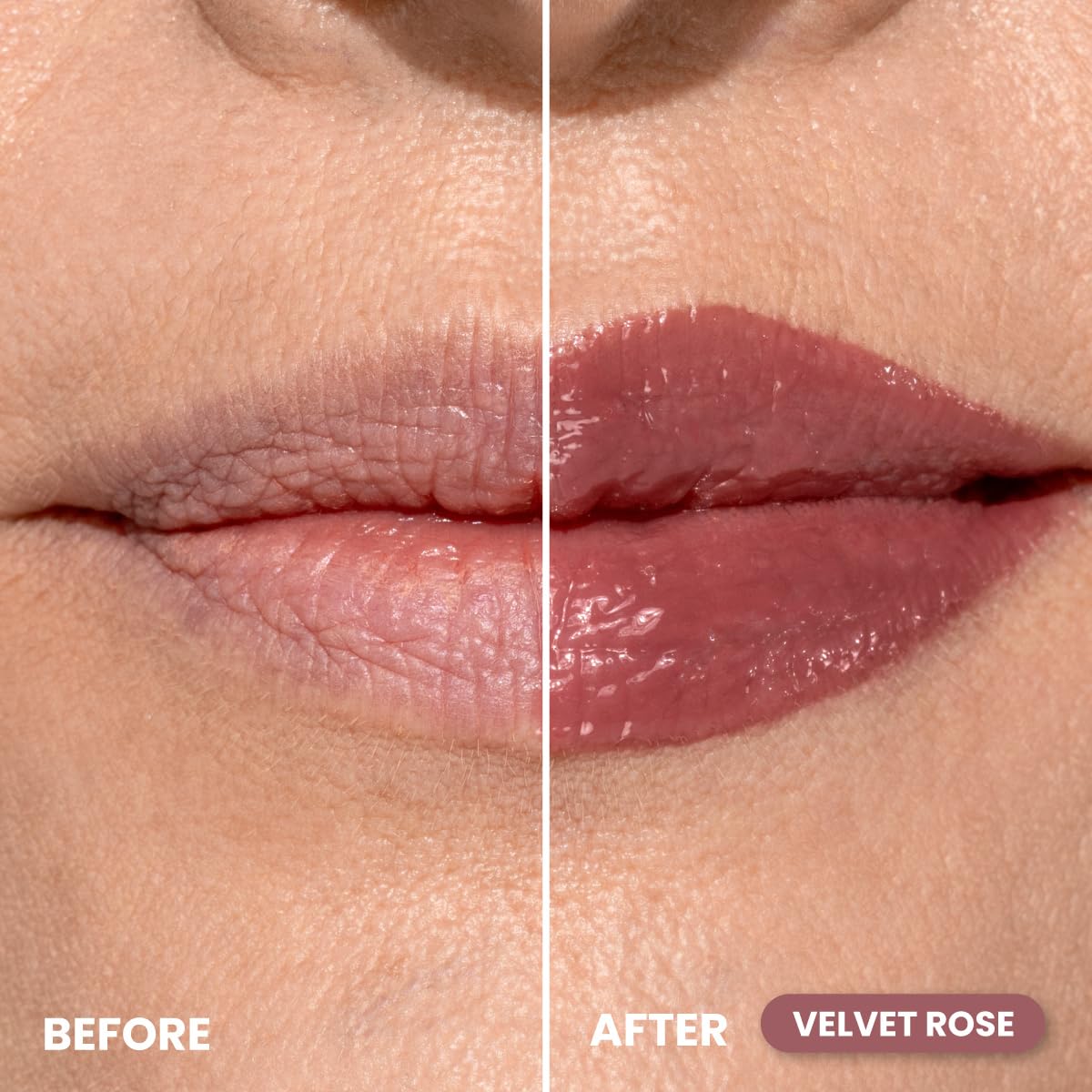 PROMETICS PrimeLip Plumping Lip Balm Velvet Rose swatch on lips