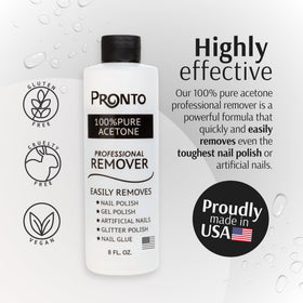 Pronto 100% Acetone Gel Nail Polish Remover 8 Fl Oz back view