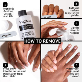 Pronto 100% Acetone Gel Nail Polish Remover 8 Fl Oz packaging
