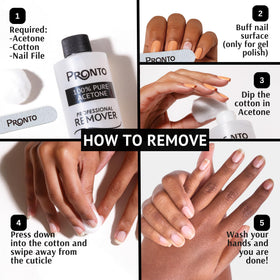 Pronto Acetone Gel Nail Polish Remover 12 Fl oz with nail tools
