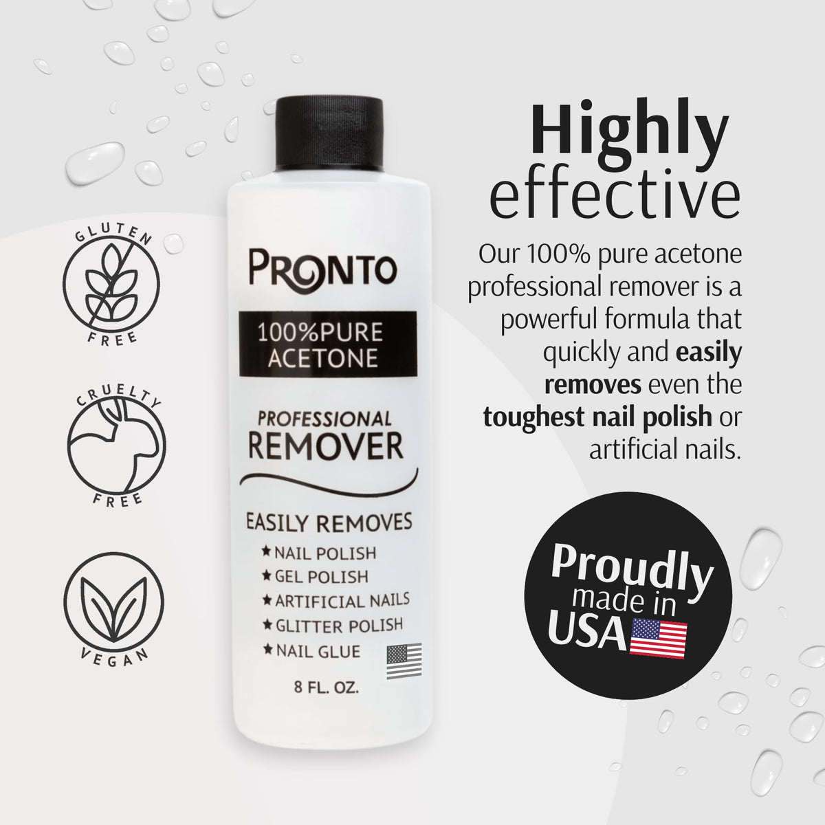 Pronto Acetone Gel Nail Polish Remover travel size 4 Fl oz