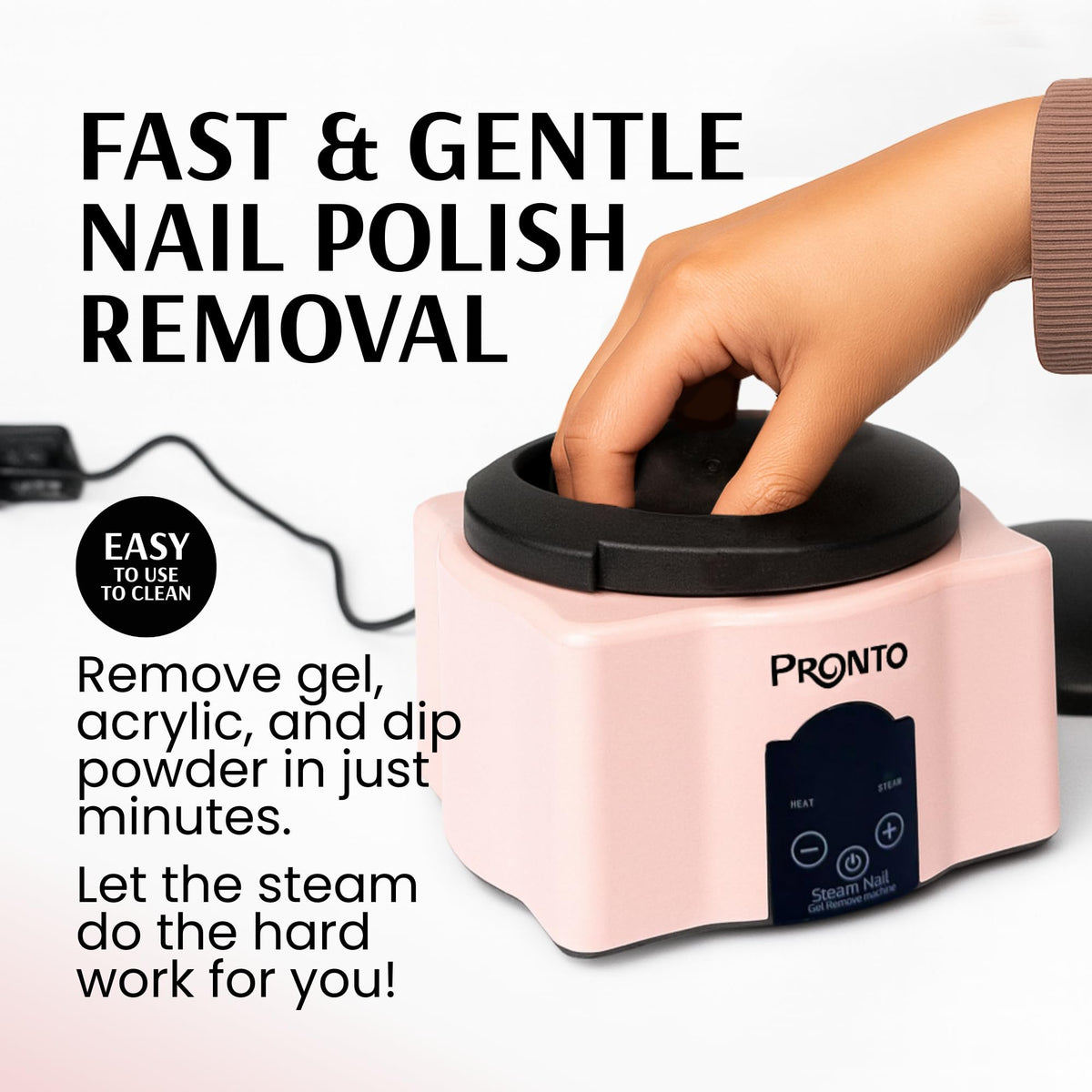 Pronto Electric Nail Soaking Bowl side view showing controls