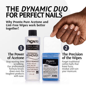 Pronto Lint Free Nail Wipes packaging with wipes displayed