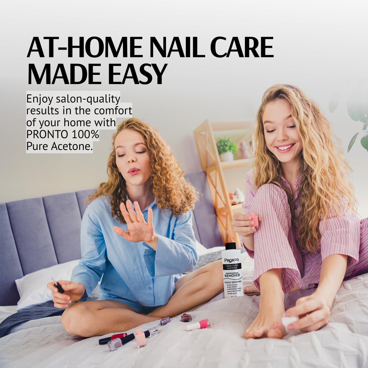 Pronto Nail Polish Remover 16 Fl Oz with manicure setup