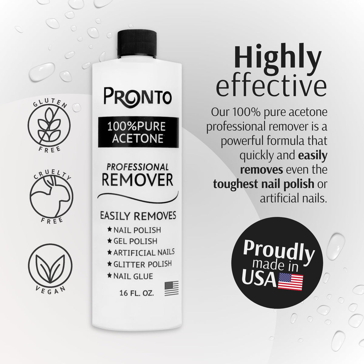 Pronto Nail Polish Remover bottle with label details