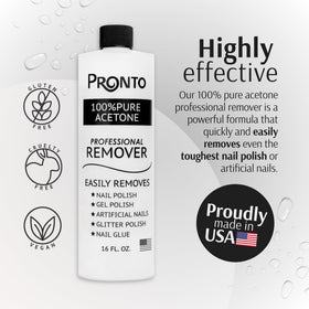 Pronto Nail Polish Remover bottle with label details