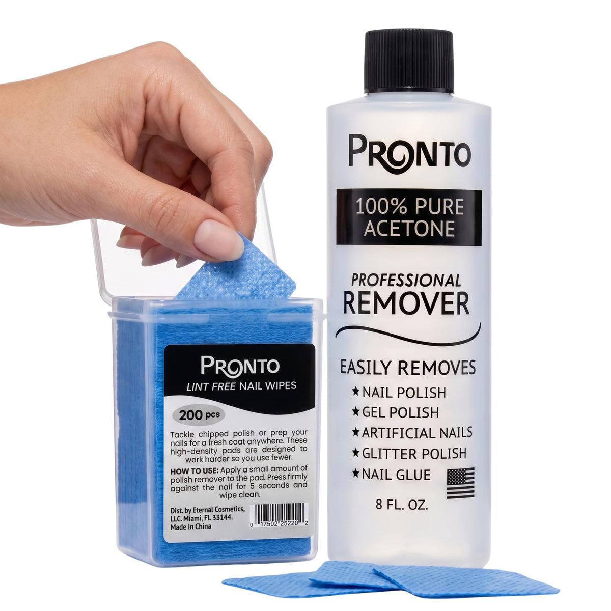 Pronto Pure Acetone Nail Polish Remover 8 Fl Oz bottle front view