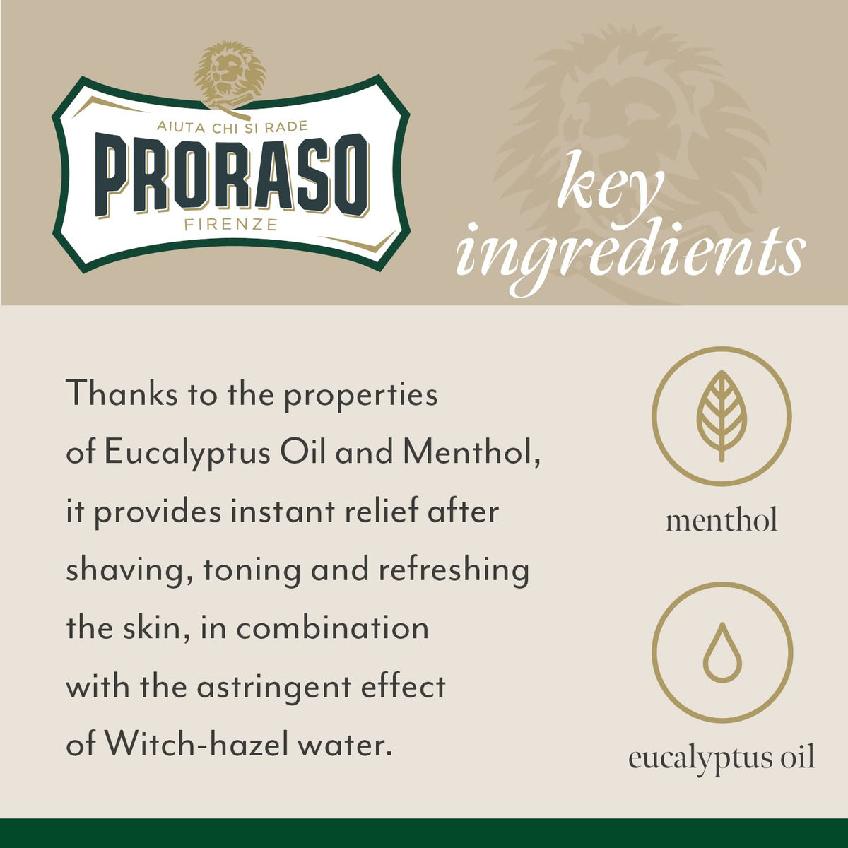 Proraso After Shave Lotion with eucalyptus oil close-up