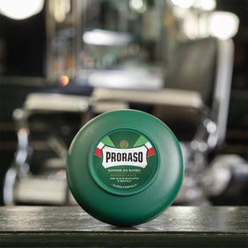 Proraso Shaving Soap Eucalyptus Oil & Menthol lathering on skin