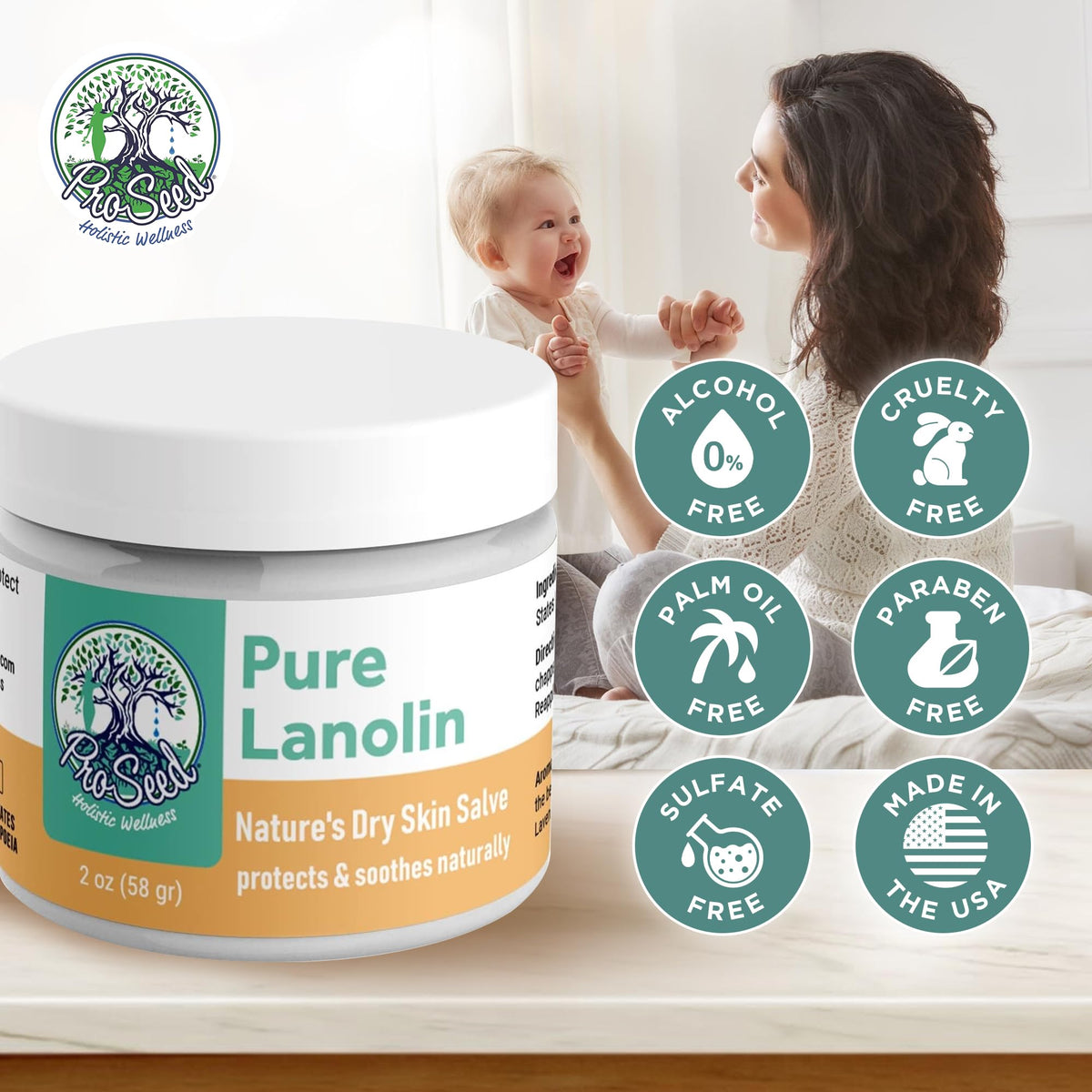 ProSeed Lanolin Balm application on dry skin
