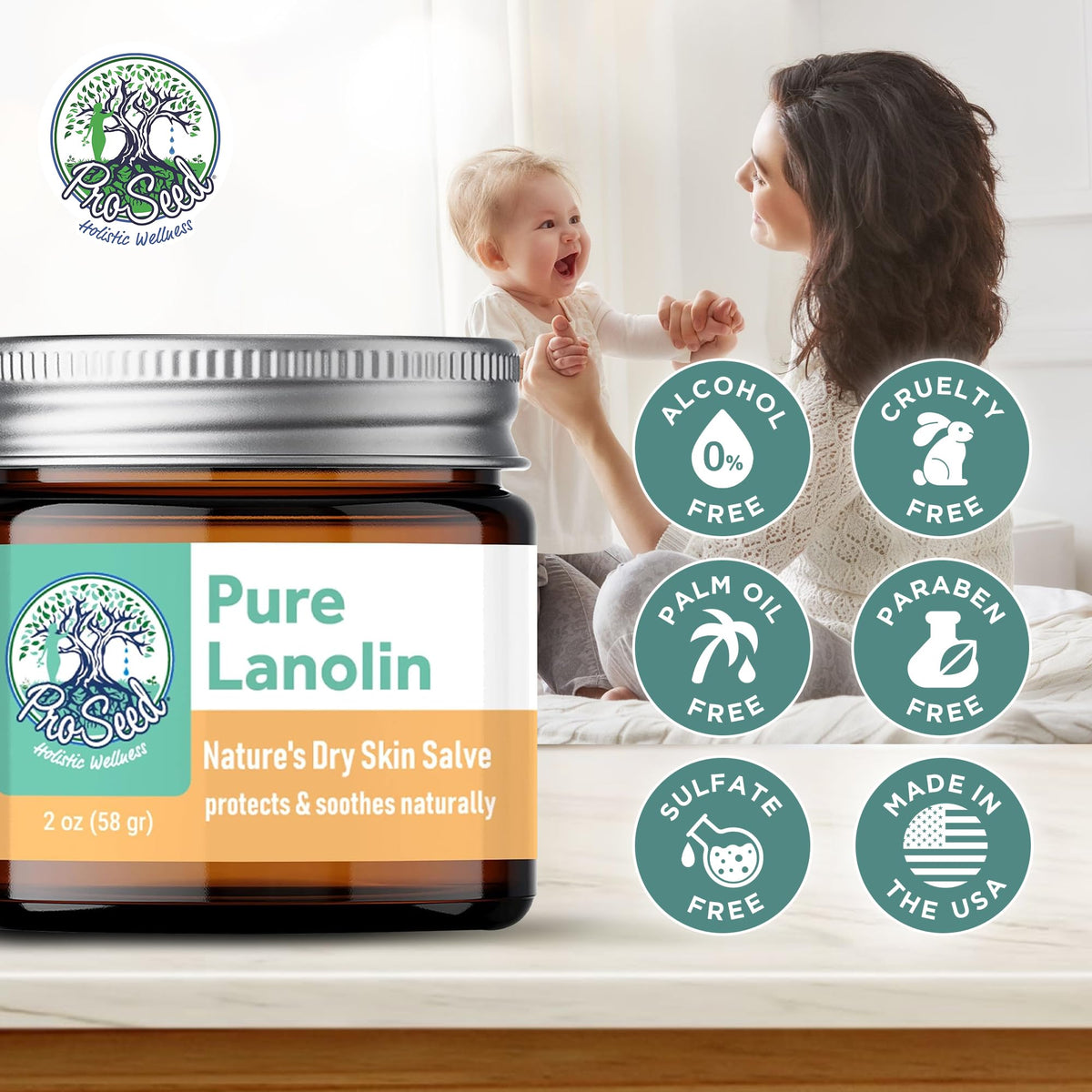 ProSeed Lanolin Balm lid and jar details
