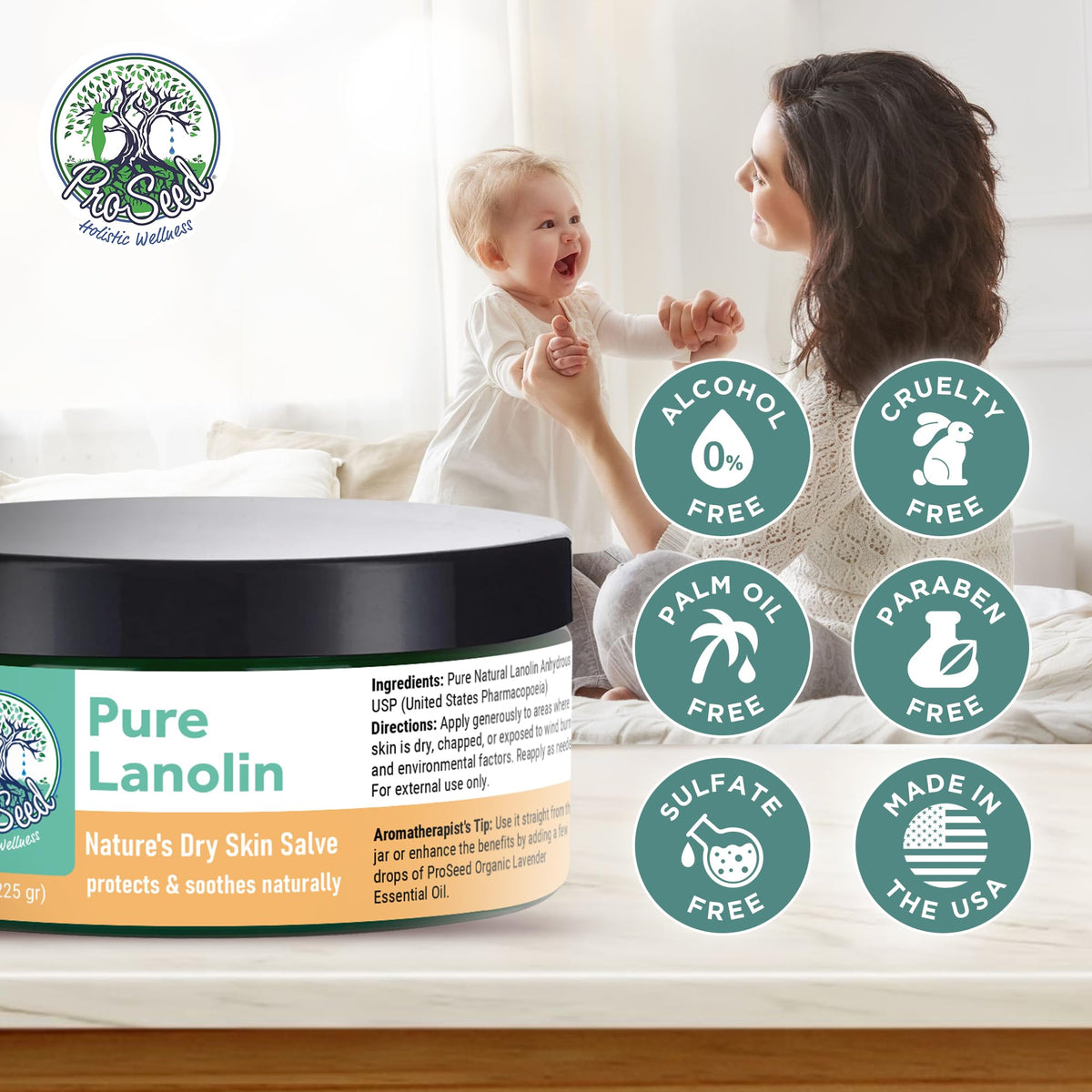 ProSeed Lanolin Cream application on hands