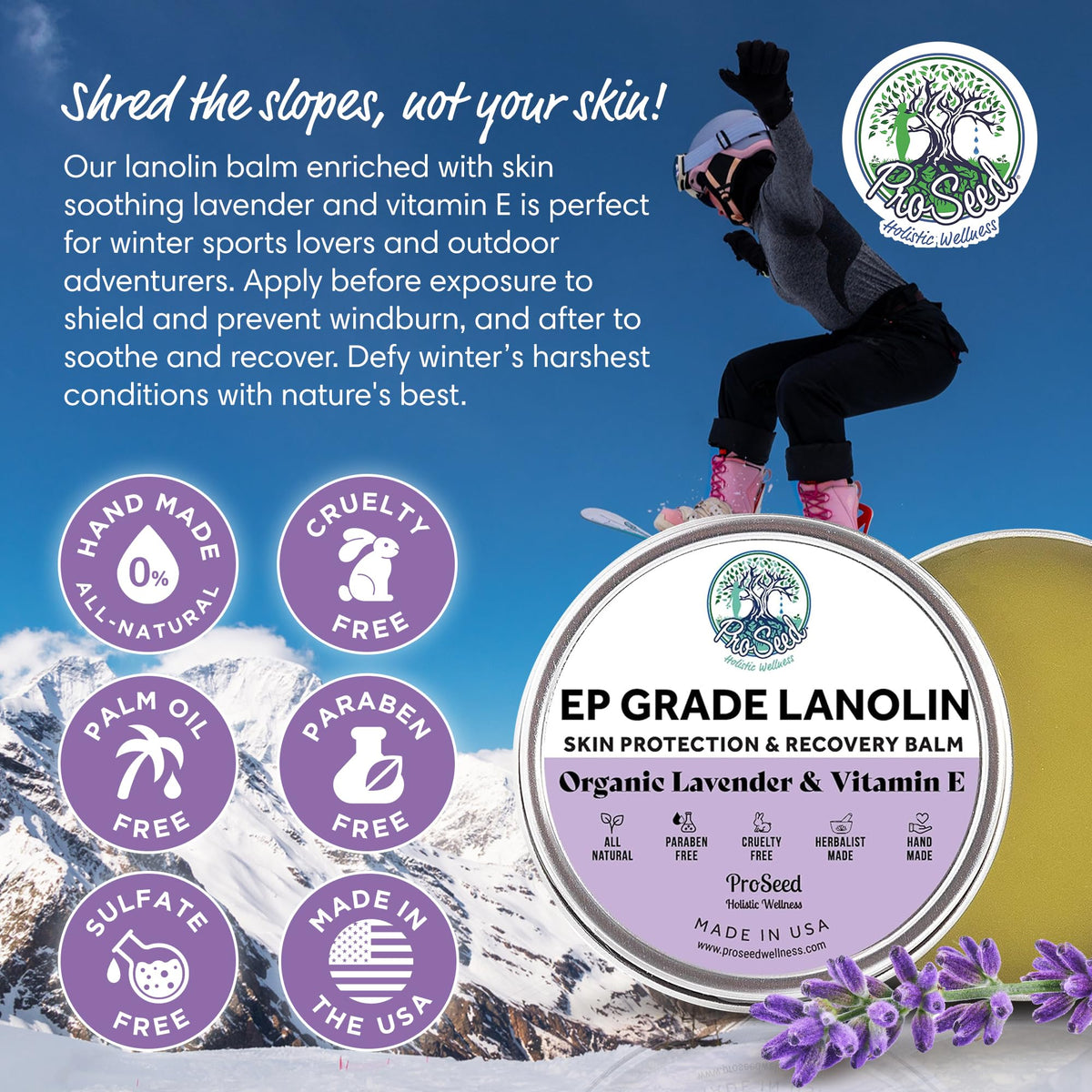 ProSeed Lanolin Cream tin open showing creamy texture