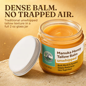 ProSeed Manuka Honey Tallow Balm 2oz glass jar side view