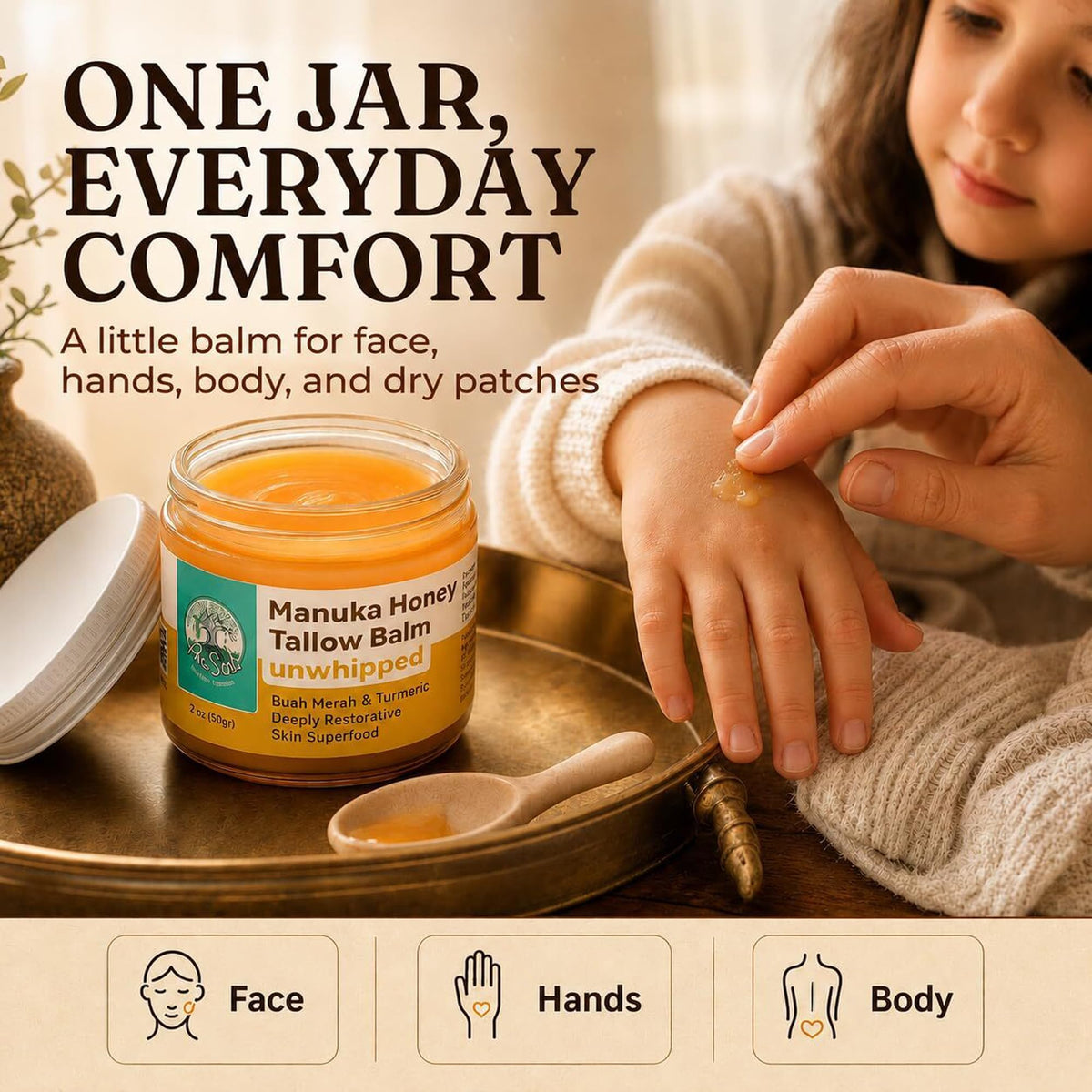 ProSeed Manuka Honey Tallow Balm glass jar with lid