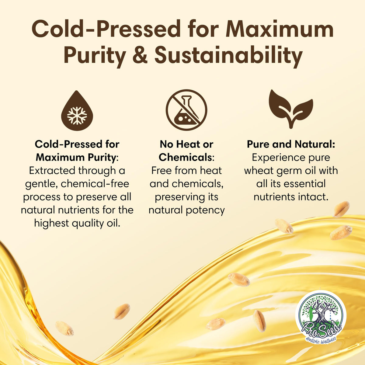 ProSeed Wheat Germ Oil 4oz displayed with essential oils