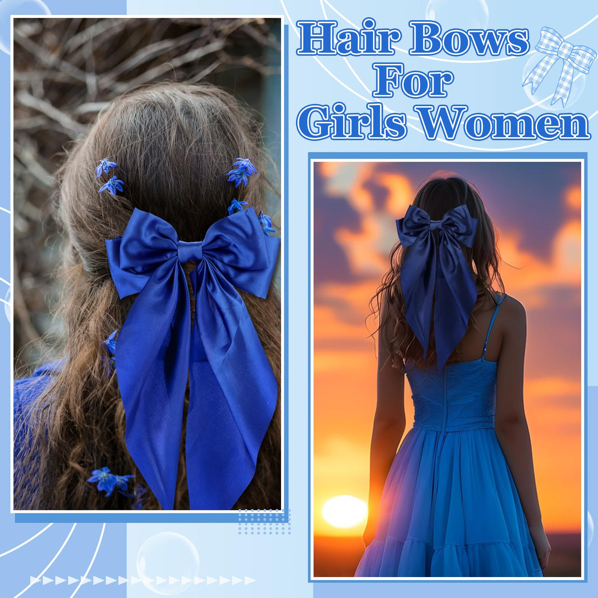 ProSuites royal blue hair bow displayed on a white background