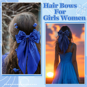 ProSuites royal blue hair bow displayed on a white background
