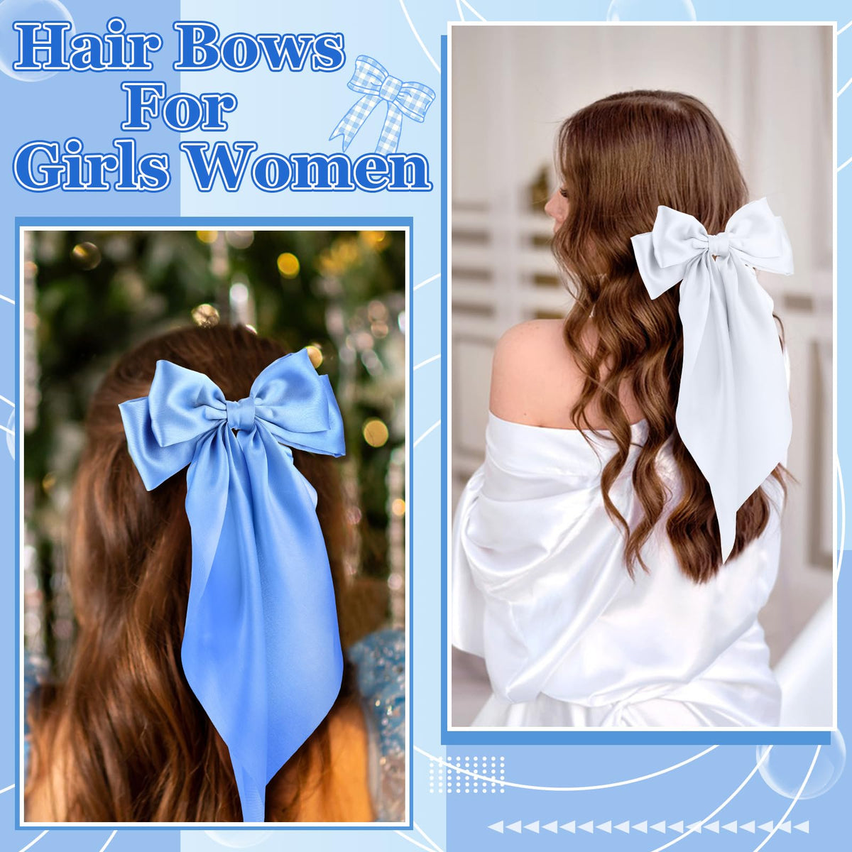 ProSuites white hair bow featuring a metal clip