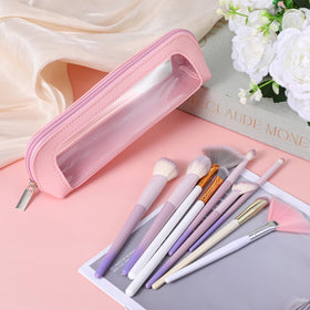 Psyqtsuary Small Clear Makeup Bag compact size in hand