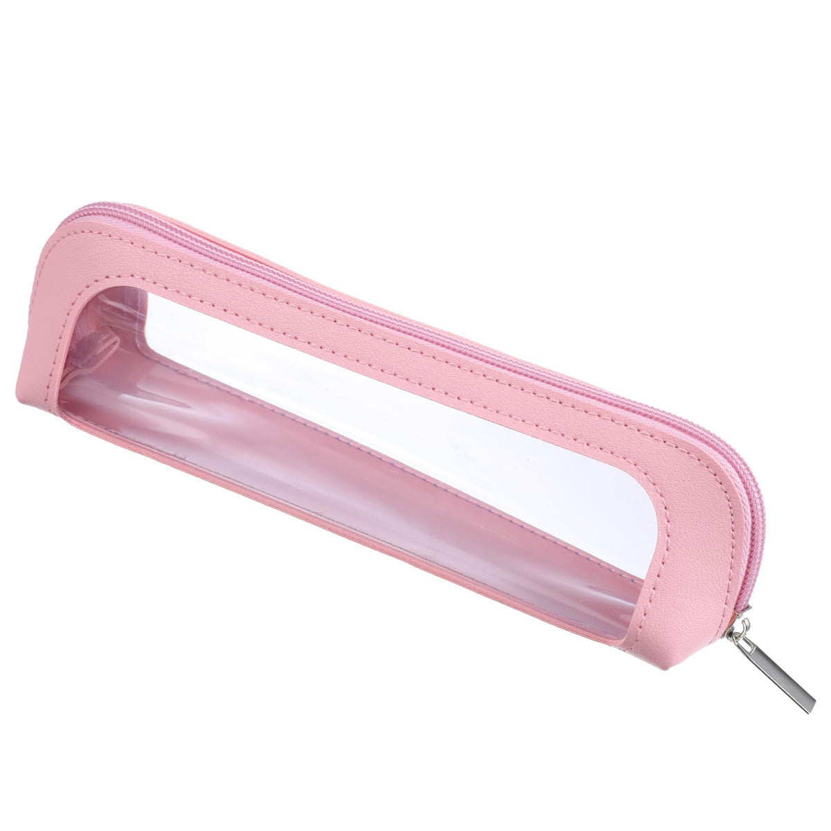 Psyqtsuary Small Clear Makeup Bag in pink front view
