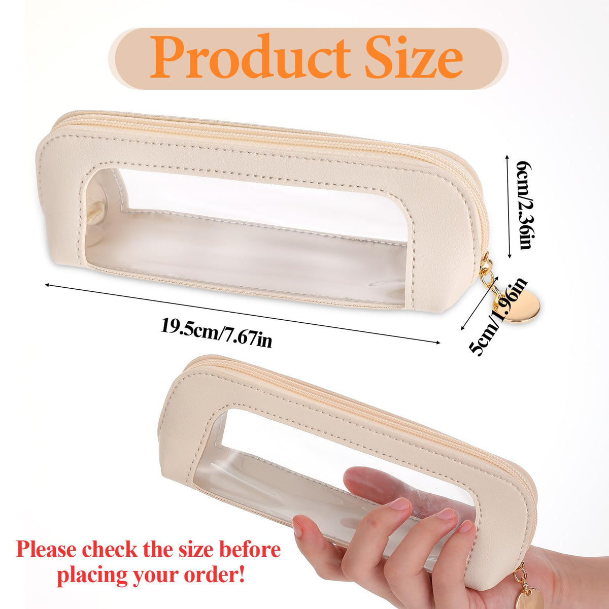 Psyqtsuary Small Clear Makeup Bag open showing contents