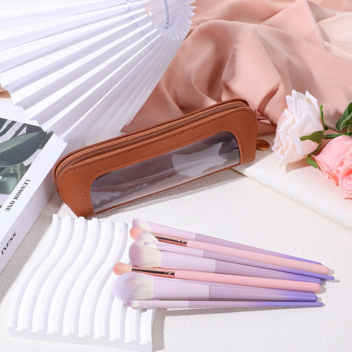 Psyqtsuary Small Clear Makeup Pouch in a handbag
