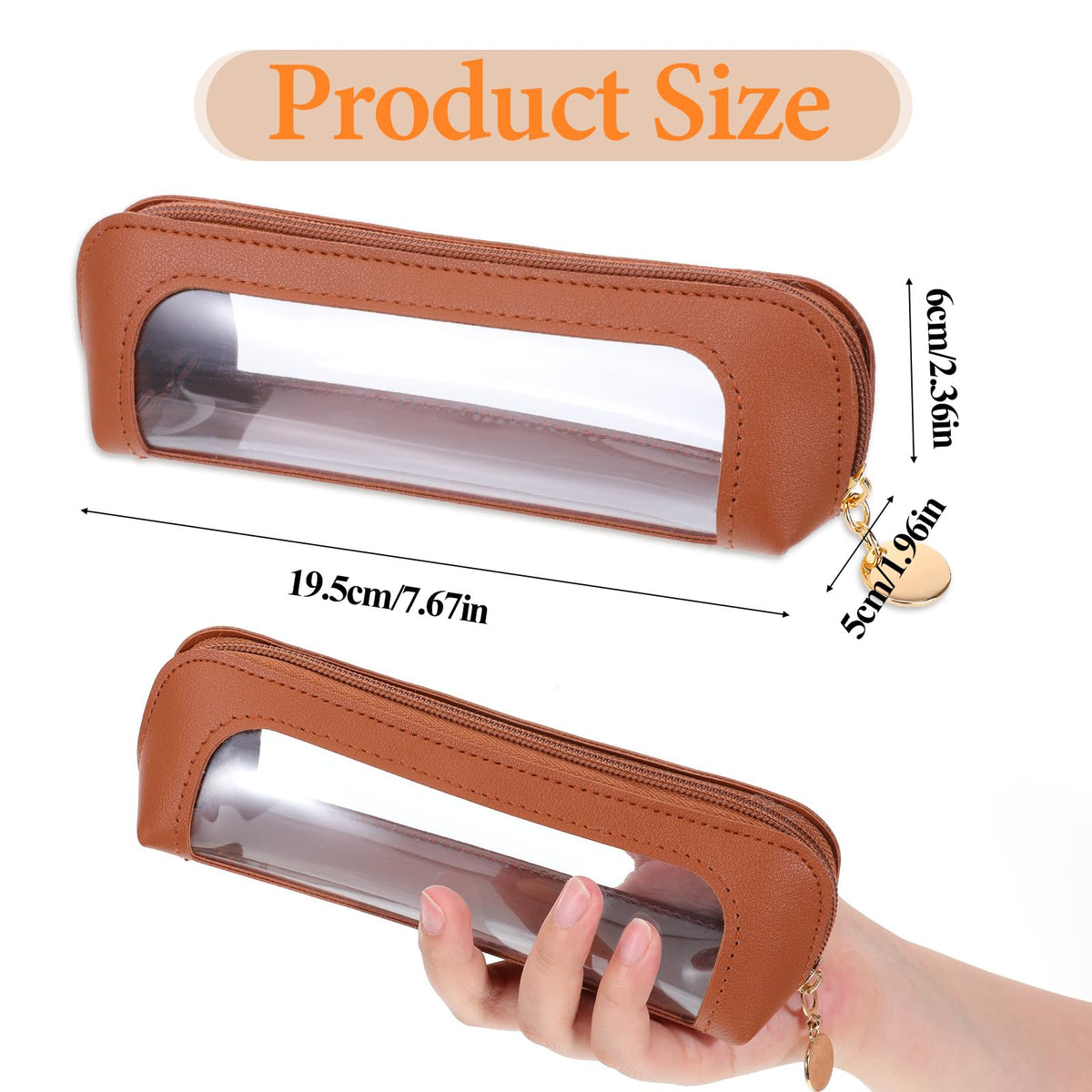 Psyqtsuary Small Clear Makeup Pouch open with cosmetics inside