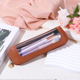 Psyqtsuary Small Clear Makeup Pouch with stationery items