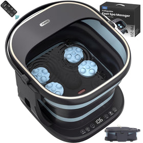 Puboo Collapsible Foot Spa front view with remote control