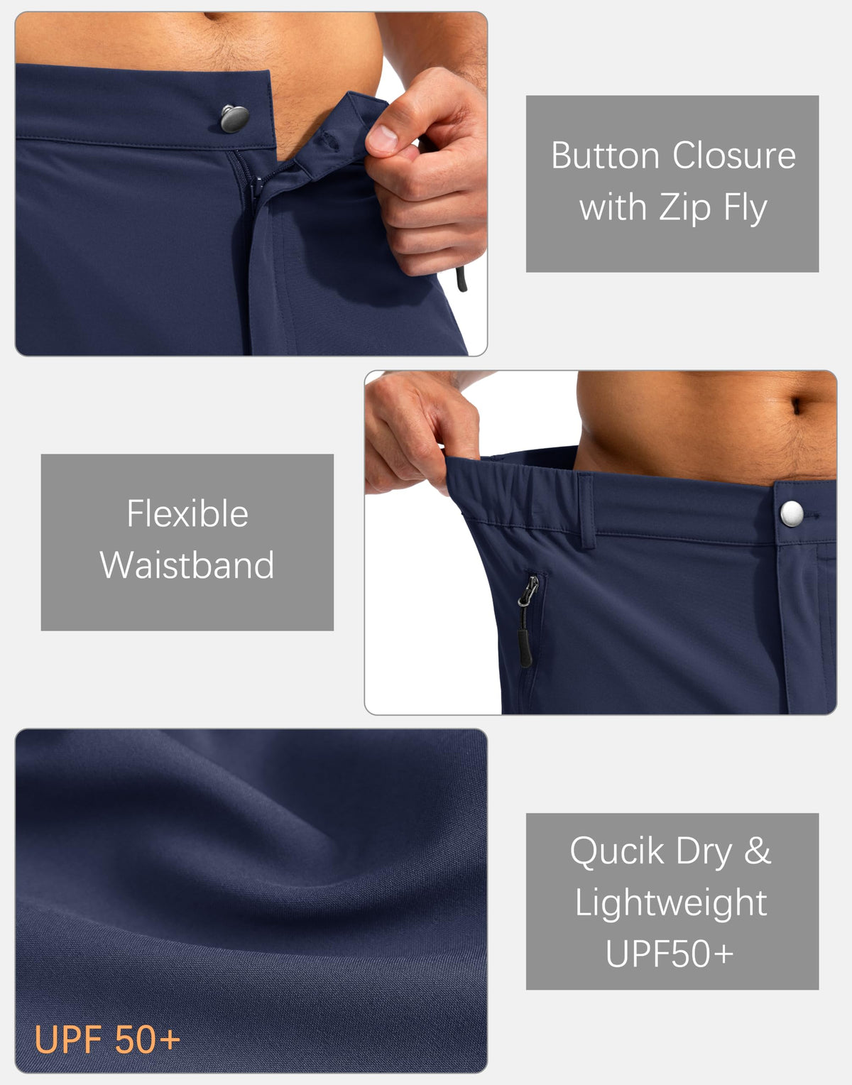 Pudolla Men's Hiking Cargo Shorts back view