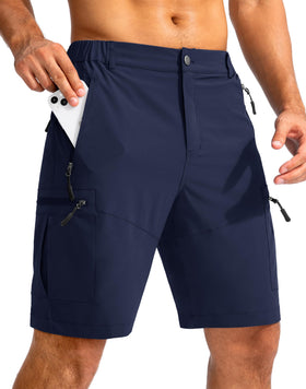 Pudolla Men's Hiking Cargo Shorts navy blue front view
