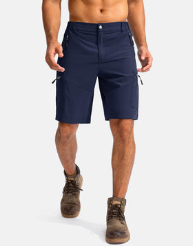 Pudolla Men's Hiking Cargo Shorts showing 5 zipper pockets