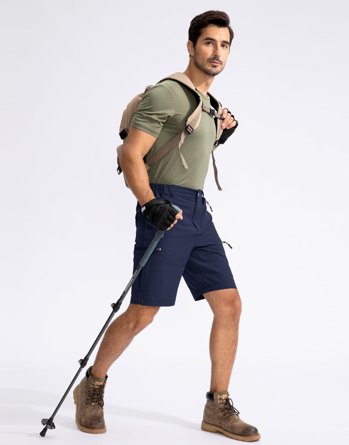 Pudolla Men's Hiking Cargo Shorts with quick-drying fabric label