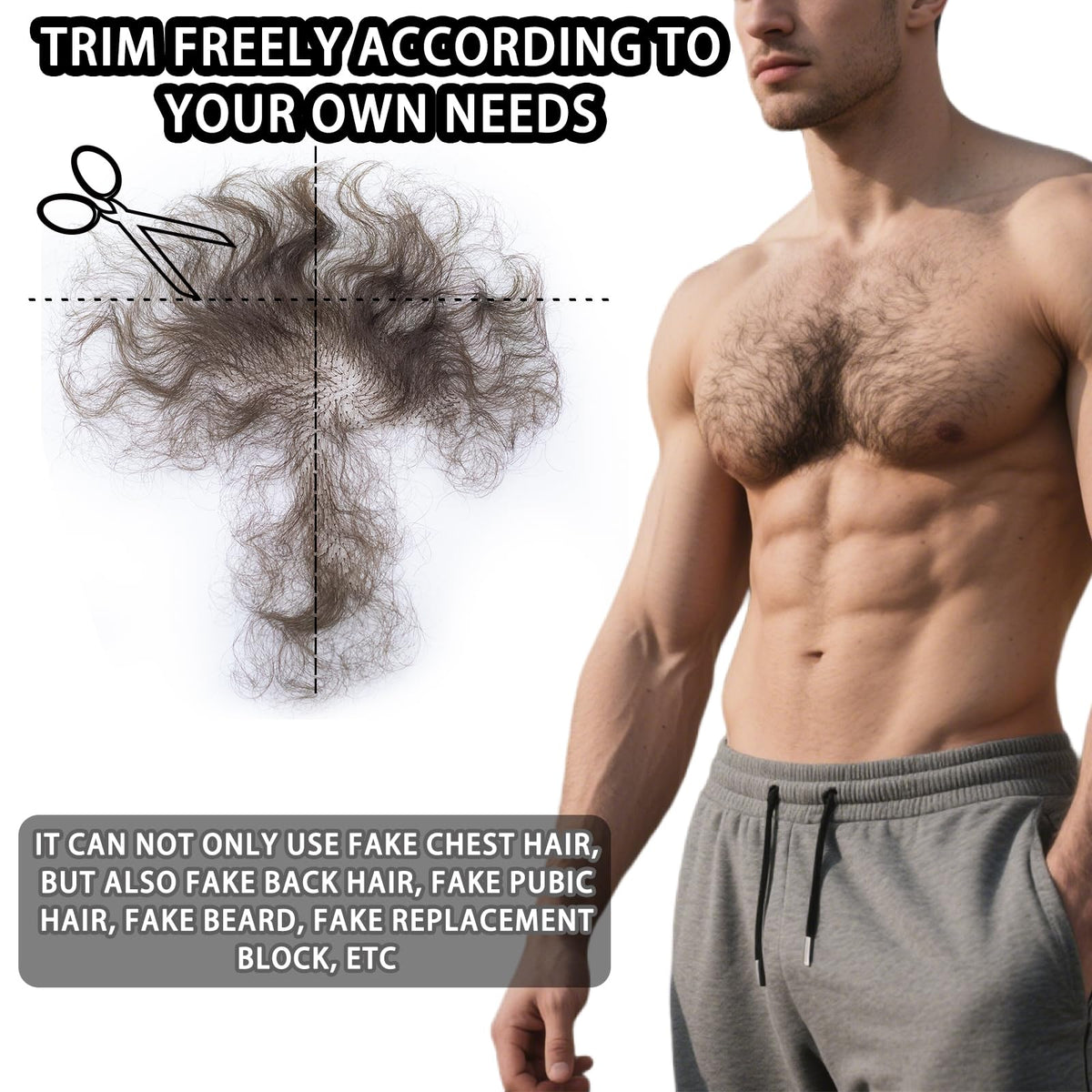 puheca Fake Chest Hair application process with double-sided tape