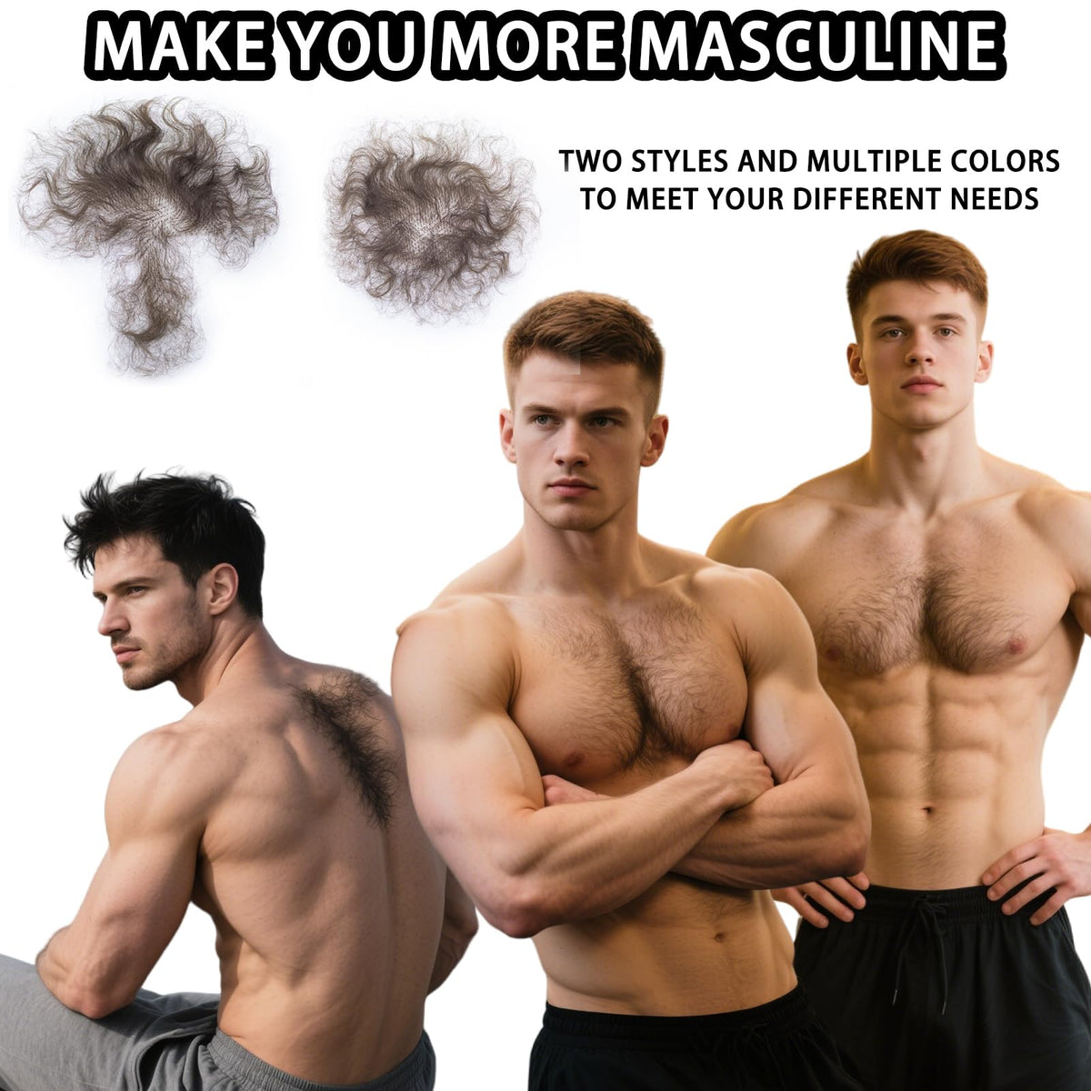 puheca Fake Chest Hair lightweight packaging